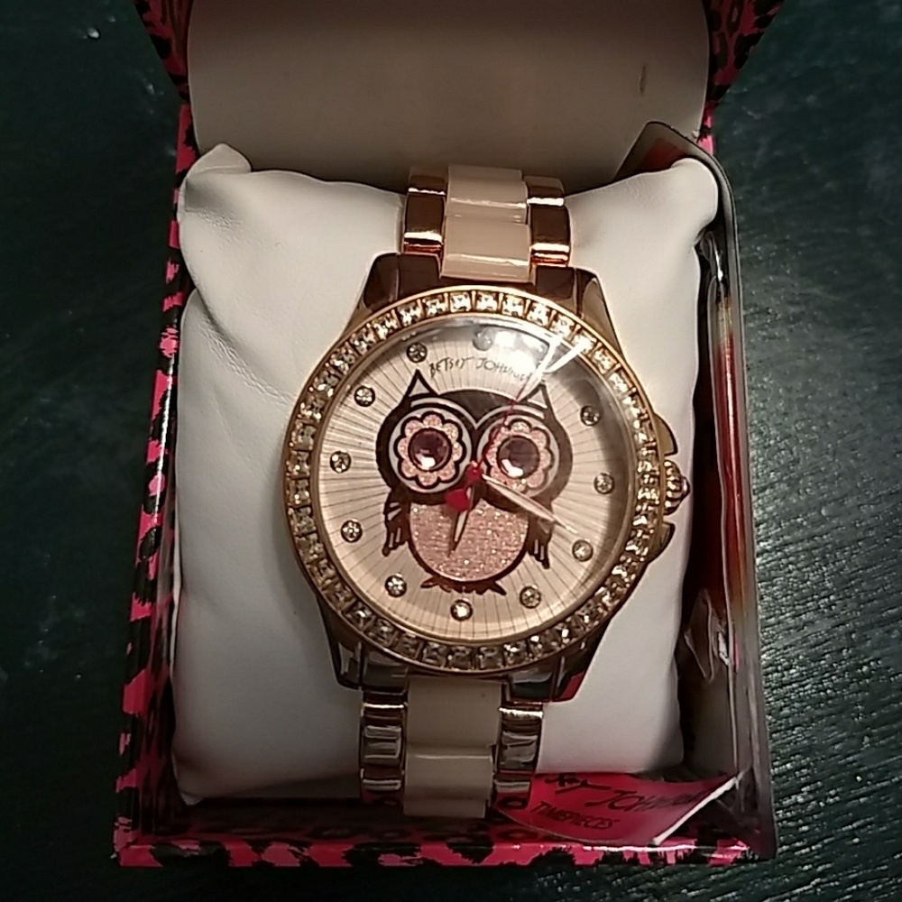 Betsy Johnson Gold Rose Owl Watch